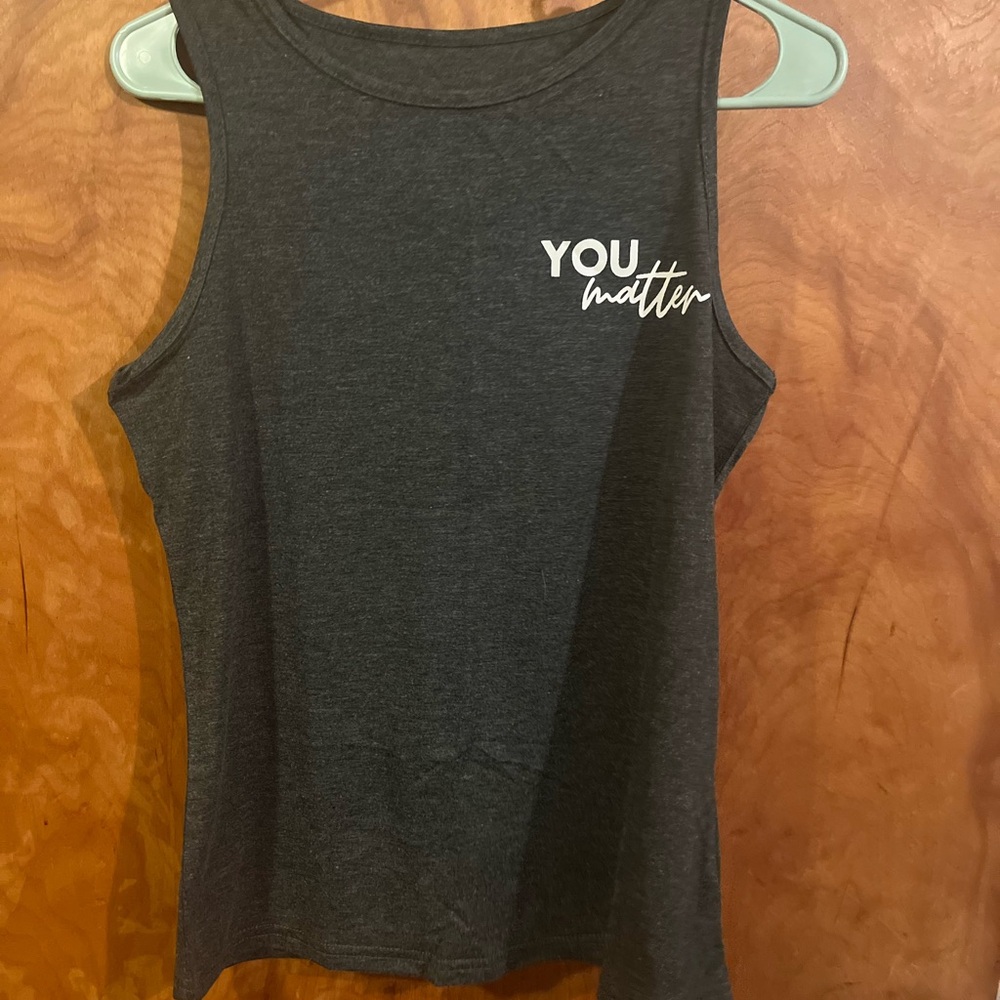 Black Sleeveless Tank Top with 'You Matter' Print